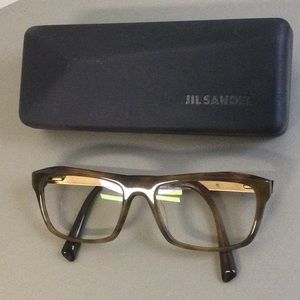 Jil Sander brown and copper eyeglasses with case